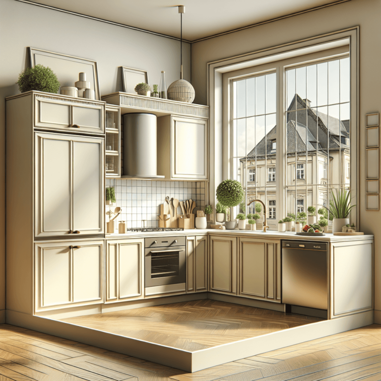 cremefarbene einzeilige Küche-Essen