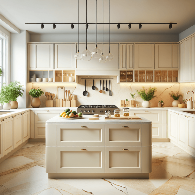 cremefarbene mehrzeilige Küche-Essen