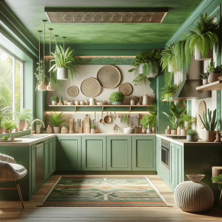 grüne Boho Style Küche-Essen