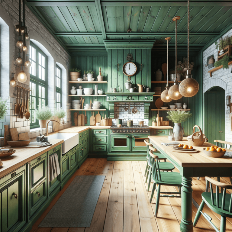 grüne Küche im Bauernhausstil-Essen