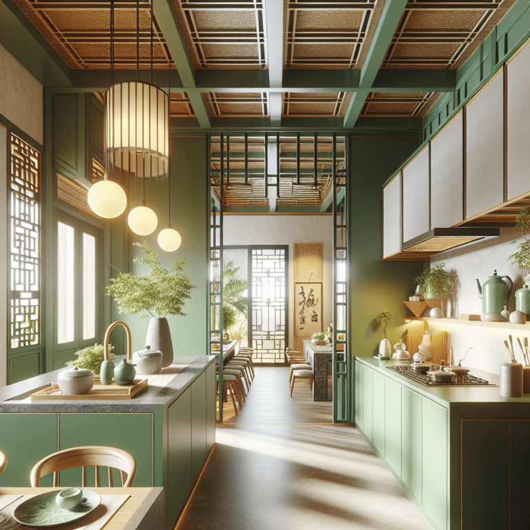 grüne Küche im asiatischen Stil-Essen