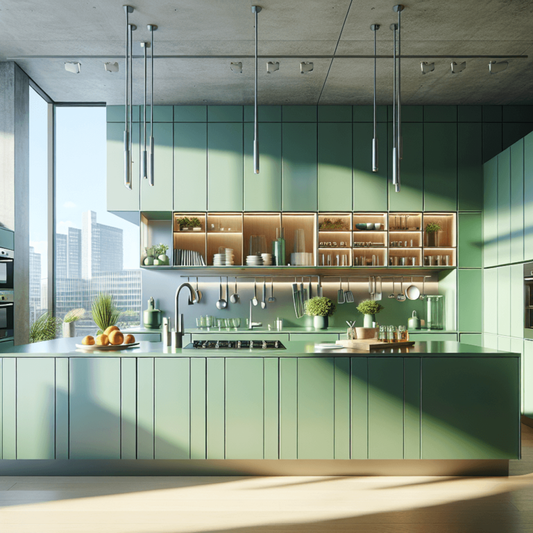 grüne Modulare Küche-Essen