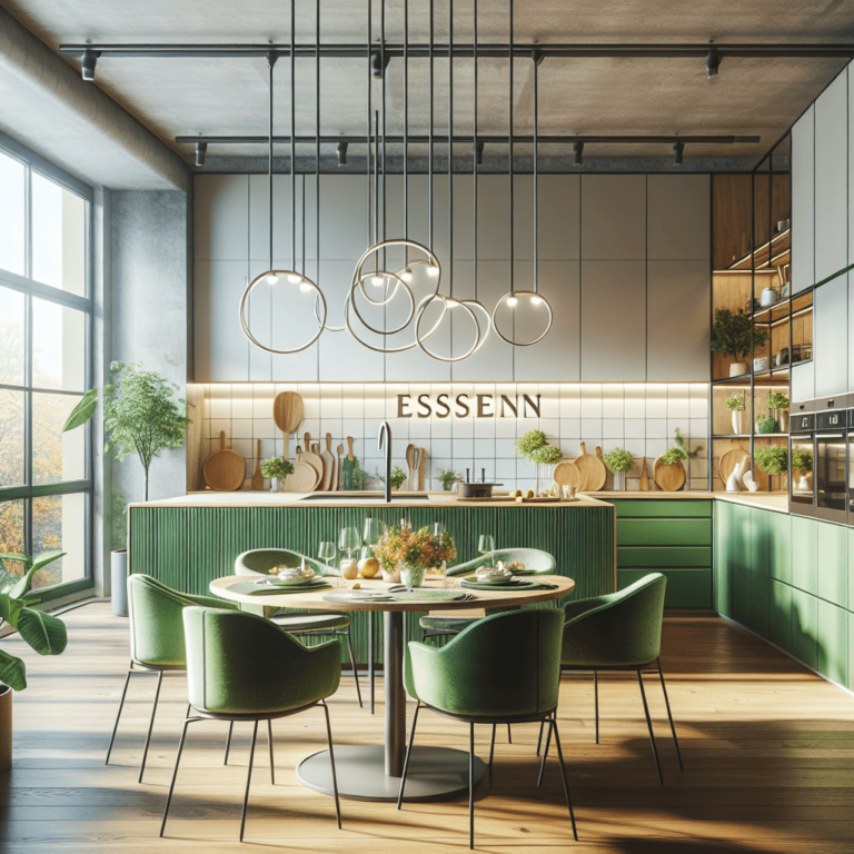 grüne mehrzeilige Küche-Essen