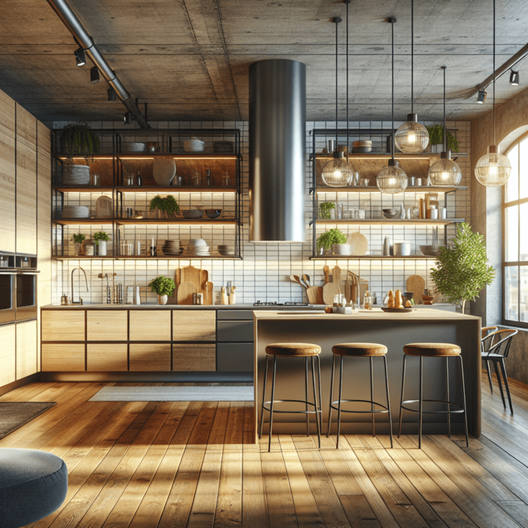 hochglanz Küche im Loftstil-Essen