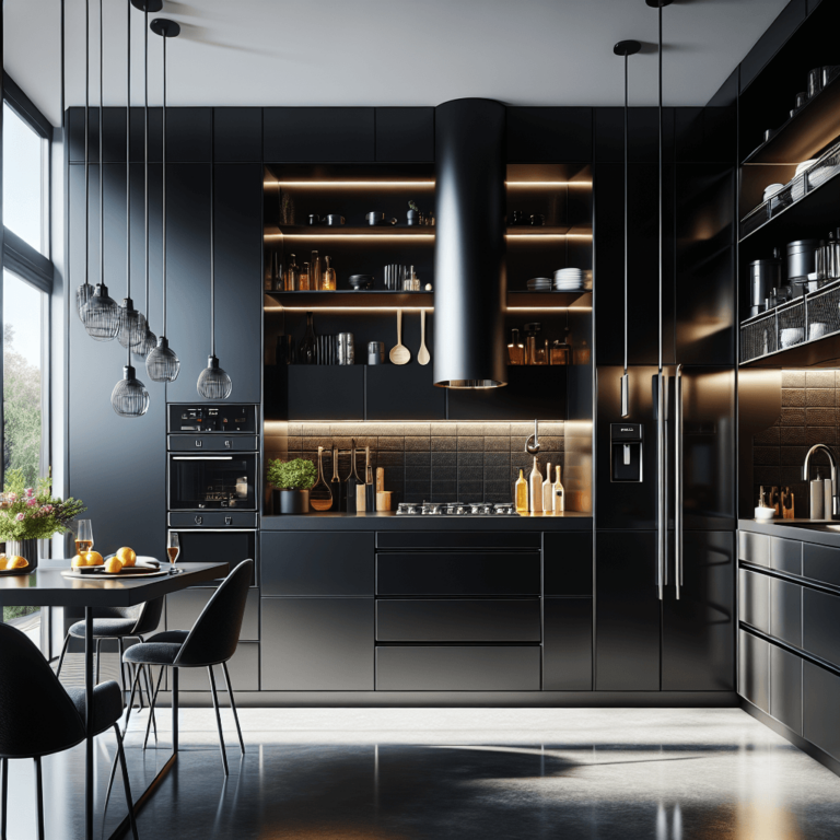 schwarze Barrierefreie Küche-Essen