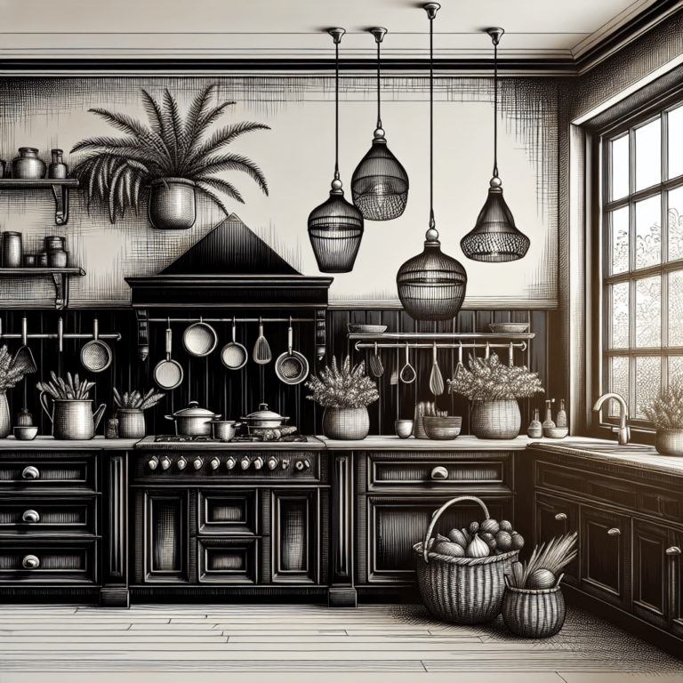 schwarze Boho Style Küche-Essen