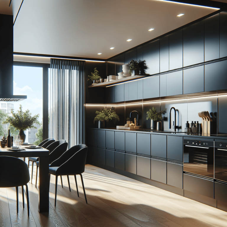 schwarze Design Küche-Essen