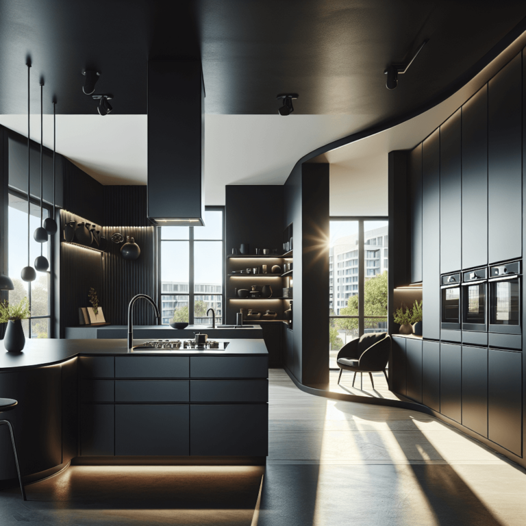 schwarze Eck-Küche-Essen