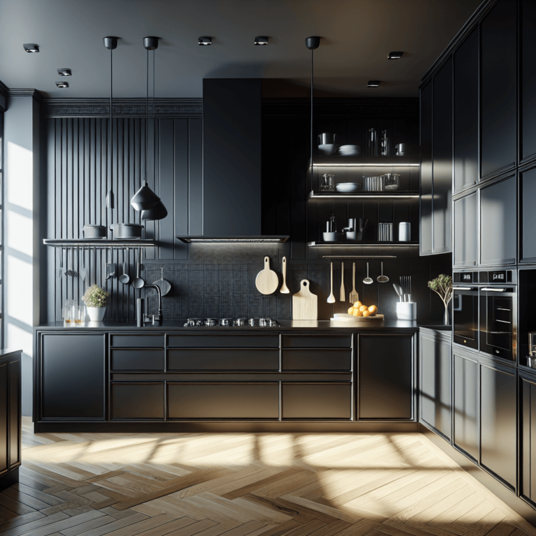 schwarze Komplett Küche-Essen