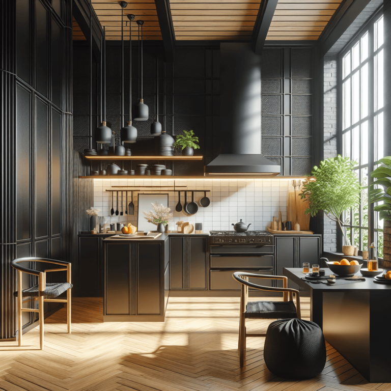 schwarze Küche im asiatischen Stil-Essen