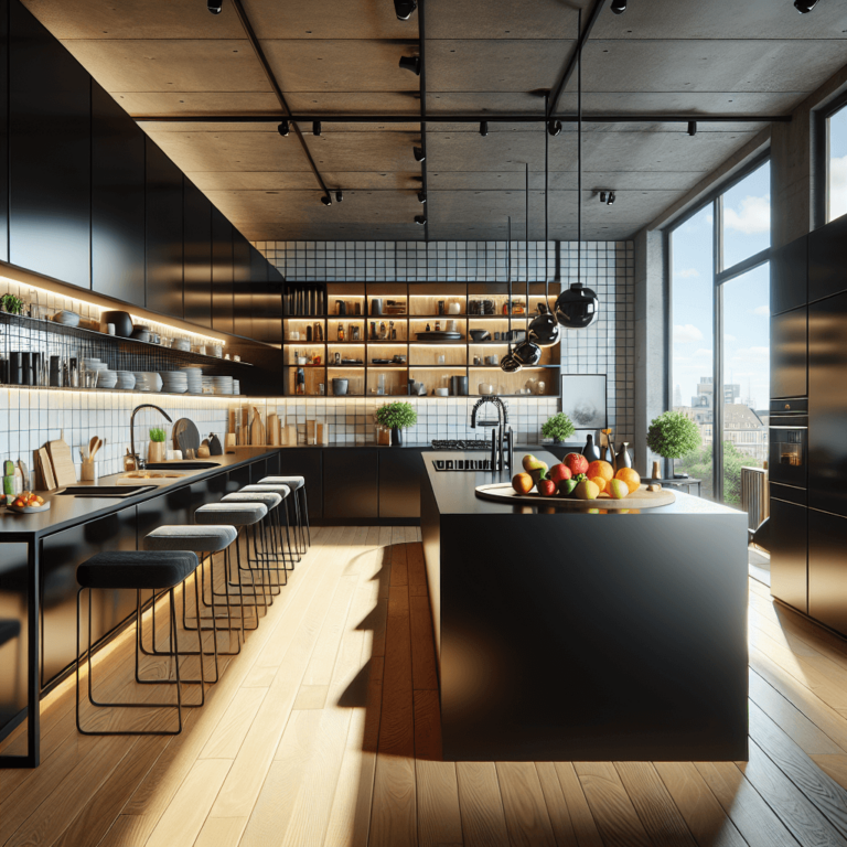 schwarze Modulare Küche-Essen