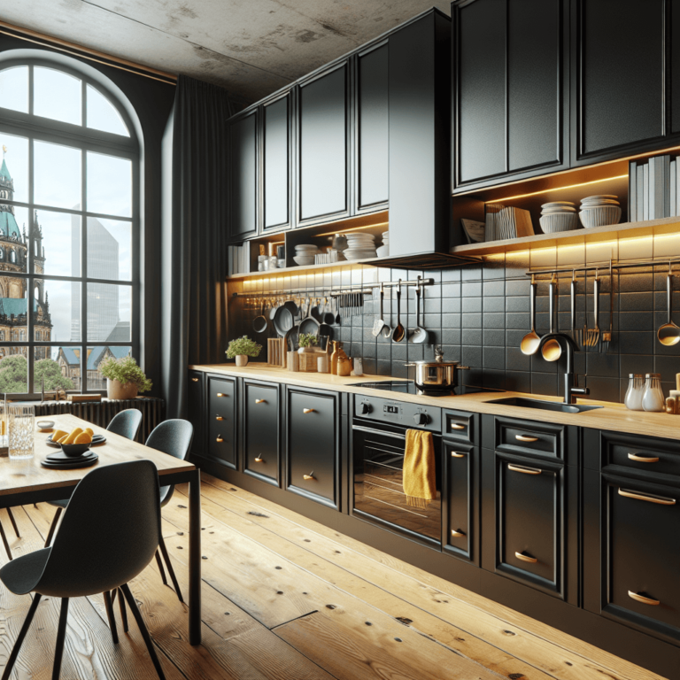 schwarze Retro Küche-Essen