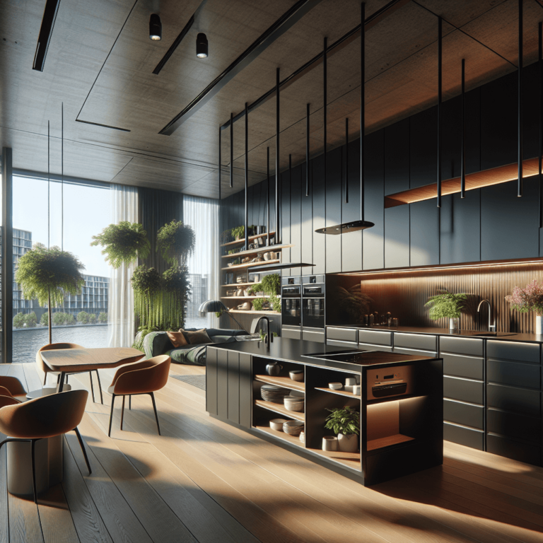 schwarze Schwebende Küche-Essen