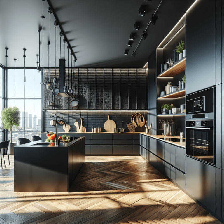 schwarze Wohnküche-Essen