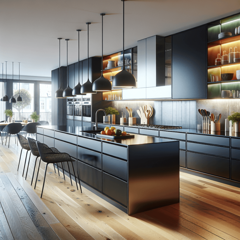 schwarze mehrzeilige Küche-Essen