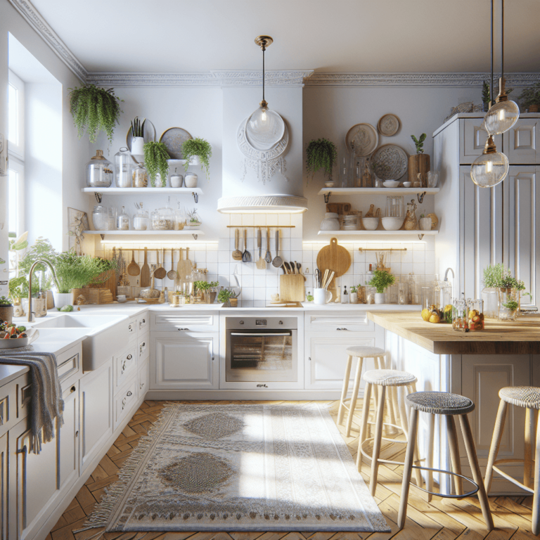 weiße Boho Style Küche-Essen