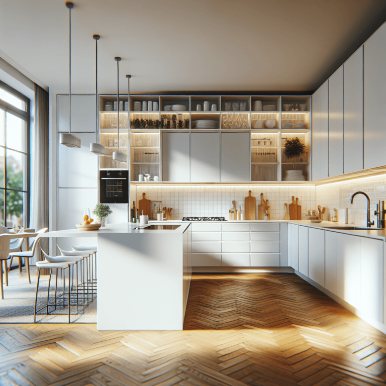 weiße Einbauküche-Essen