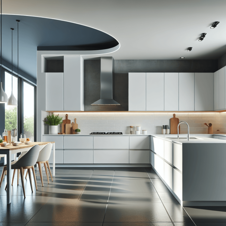 weiße Küche in L-Form-Essen