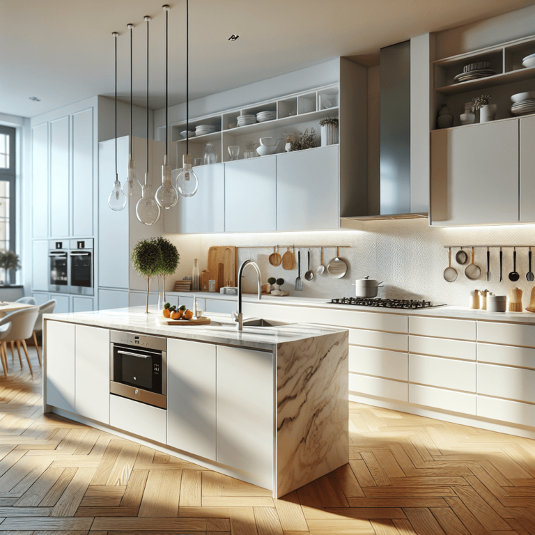 weiße einzeilige Küche-Essen